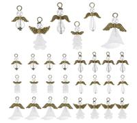 PH PandaHall 48pcs 6 Styles Angel Wing Charms White Angel Guardian Good Luck Charms Party Favor Wedding Keepsakes Purse Pendant Keychain Charm for Jewellery Making 0.9~1.3 Inch