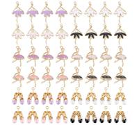 PH PandaHall 48pcs Ballet Theme Charms 3 Styles | Enamel Ballerina Charms, 4 Colours Rhinestone Ballet Shoe Pendant for Necklace Earrings Bracelet Keychains Jewellery Making