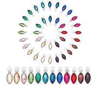 PH PandaHall 48pcs Dangle Birthstone Charms Horse Eye Glass Pendants Crystal Beads Pendants Charms Crystal Pendant Drop Bead with Jump Rings for Necklace Earring Bracelet Keychain Jewellery Making