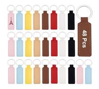 PH PandaHall 48pcs Leather Keychain Blanks Bulk Engravable Personalized Key Ring Laser Engraving Blanks 96mm Mixed Colour for Christmas Wedding Favors Car Accessories Decoration
