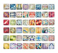 PH PandaHall 48pcs Square Glass Cabochons 25mm Japanese Abstract Style Cabochons Mosaic Printed Glass Dome Cabochons Glass Cabochon Beads for Photo Pendant DIY Crafting Jewellery Making