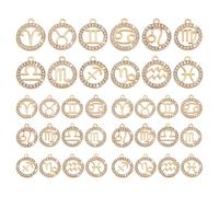 PH PandaHall 48pcs Zodiac Charms Twelve Constellation Zodiac Sign Horoscope Zodiac Charms with Loop Alloy Rhinestone Pendants for Jewellery Making Necklace Bracelet DIY 0.73~0.85 Inch, Golden
