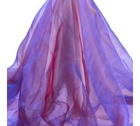 PH PandaHall 4m Organza Fabric 1.5m Wide Laser Gradient Fabric Two Tone Sheer Iridescent Gauze Purple Holographic Magic Sewing Crafts for Dress Stage Show Wedding Photography Background