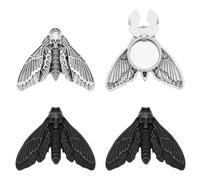 PH PandaHall 4PCS 2 Colors Moth Skull Button Covers Vintage Insect Cufflinks Death's Head Detachable Button Clips Goth Skeleton Moth Button Cover for Halloween Clothing Jeans Blouses Shirt Dress Suit