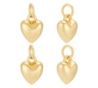 PH PandaHall 4pcs 925 Sterling Silver Gold Plated Heart Charms 3D Puffed Love Pendants Sliver Hearts Pendants for Necklace Bracelet Jewelry Making DIY Crafts Mother's Day Valentine's Day