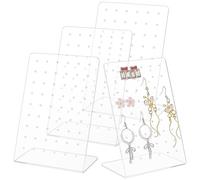 PH PandaHall 4pcs Acrylic Earring Holder Organizer 54 Holes Clear Earrings Display Rack 2.6x3.9x5.9 Ear Studs Plastic Stand for Jewellery Dangling Slant Retail Selling Small Business