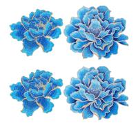 PH PandaHall 4pcs Blue Peony Floral Patches Embroidered Flower Appliques, 2 Styles Sew on Patches Decorative Patches for Jeans Jackets Clothing Backpack Hats Sweater DIY Craft 4.5~5.7 inch