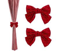 PH PandaHall 4pcs Bow Curtain Tiebacks Clip Red Bowknot Curtain Holdbacks Dot Curtains Ties Sweet Window Curtains Buckles Drapery Tie Backs for Wedding Home Living Room Drapes Sheers Decoration