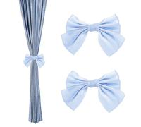 PH PandaHall 4pcs Bow Curtains Tiebacks Clip Bowknot Curtain Holdbacks Blue Sweet Curtain Ties Window Curtains Buckles Drapery Tie Backs for Home Living Room Office Drapes Sheers Decoration