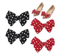 PH PandaHall 4pcs Bow Shoe Clips 2 Colors Dots Shoes Buckles Bowknot Shoe Buckle Clip Detachable Shoe Charms Black Shoe Buckle Decorative for Woman Heels Flats Pumps Party Accessorie 12cm Wide