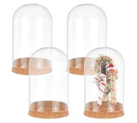 PH PandaHall 4pcs Cloche Glass Dome Clear Glass Display Dome with Cork Base Glass Decorative Jars Bottles for Display Collectibles Figurine Flower Storage Christmas Party Favor Decoration 3.15x5inch
