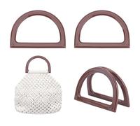 PH PandaHall 4pcs D Shape Purse Handle, Resin Bags Handles Decorative Handbags Handles Replacement for Macrame Crochet Bag Handbag Straws Beach Canvas Wallet Purses Making Coconut Brown 12x8.5cm