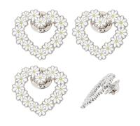 PH PandaHall 4PCS Daisy Brooch Lapel Pins Heart Shape Flower Brooch Pin Enamel Love Brooch Romantic Pure Badges Lapel Pins Novelty Award Flower Pin for Mother's Day Hats Dress Clothes Bags Backpack