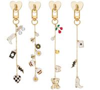 PH PandaHall 4pcs E-reader Phone Charms Cute Charm Chains for E-reader Enamel Flower Bees Western Boots Keychain Phones Charms Chains for Reader Tablet Phone Case Camera Bag Charm Decoration