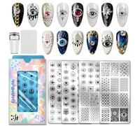 PH PandaHall 4pcs Evil Eye Nail Stamping Plate Mystical Nails Arts Stencils Nail Stamper Decorative Eyes Nails Art Templates Manicure Image Plates for Women DIY Manicure Design Printing