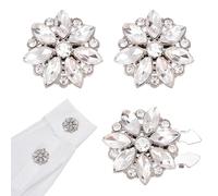 PH PandaHall 4pcs Flower Button Covers 30mm Rhinestone Clip on Button Decorative Crystal Buttons Silver Sewing Buttons Cover for Clothing Blouses Cufflinks Shirts Embellishments Craft Decoration