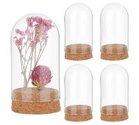 PH PandaHall 4pcs Glass Display Dome Cloche, Glass Bell Jar with Cork Base Small Glass Bottles Dome Decorative Jars Display Case for Wedding Flower Storage Christmas Home Party Decor, 4.7x9.2cm