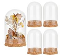 PH PandaHall 4pcs Glass Display Dome Cloche Glass Bell Jar with Cork Small Bottles Dome Decorative Jars Cloche Display Case for Flower Storage Home Christmas Party Favor Decoration 6x9.9cm