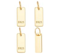 PH PandaHall 4PCS Golden Blank Stamping Charms, 925 Sterling Silver Tags Pendants Tiny Jewellery Engraving Charm Rectangle Stamping Charms for DIY Bracelet Necklace Earrings Accessories 11.5x5mm