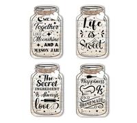 PH PandaHall 4pcs Jar Kitchen Wall Decor, Star Moon Kitchen Hanging Signs Wooden Jar Sign Decor Farmhouse Kitchen Signs with Hemp Rope for Home Kitchen Bar Cafe Porch Decor, 15x9cm