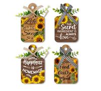 PH PandaHall 4pcs Kitchen Decorations 5.9x3.5" Wall Dector Sunflower Hanging Plaques Cutting Board Dining Signs for Rustic Wall Art Home Farmhouse Kitchen Dining Room