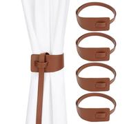 PH Pandahall 4pcs Leather Curtain Tiebacks Window Treatment Holdbacks Decorative Curtain Straps Curtain Rope Taping Curtain Tiebacks for Home Office Outdoor Living Bedroom Decor, Sienna
