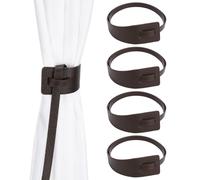 PH Pandahall 4Pcs Leather Curtain Tiebacks Window Treatment Holdbacks Decorative Curtain Straps Taping Outdoor Curtain Tiebacks for Home Office Outdoor Living Bedroom Decor, Coconut Brown