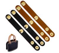 PH PandaHall 4Pcs Leather Purse Shortener Adjustable Buckles 4.5 inch Leather Snap Buckles Closures Bag Handle Keeper Non Slip Lock for Shoulder Strap Handbag Tote Bags(Black/Brown)