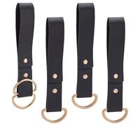 PH PandaHall 4pcs Medieval Belt Skirt Hike Renaissance Style Leather Belt with Double D-Rings Retro Ring Belts Black Waistband Accessory for Women Men Skirt Belts Cosplay Costumes, 18.7cm Long