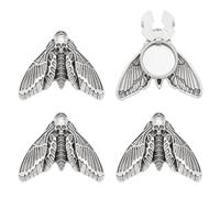 PH PandaHall 4PCS Moth Skull Button Covers Antique Silver Insect Cufflinks Goth Skeleton Moth Button Clips Death's Head Detachable Button Cover for Halloween Clothing Jeans Blouses Shirt Dress Suit