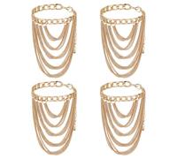 PH PandaHall 4pcs Multi-Layered Tassel Anklet Golden High Heel Anklet Chains Fringe Shoes Chain Adjustable Curb Chain Anklets for Women Foot Shoes Party Jewellery Accessories Decor, 23cm