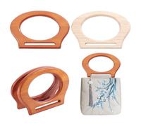 PH PandaHall 4pcs Oval Wooden Purse Handles for Crochet Bags, 2 Color Rustic Purse Handles Replacement Decorative Handmade Bag Handle for Macrame Crocheted Purse Handbags Straws Beach Bags Making