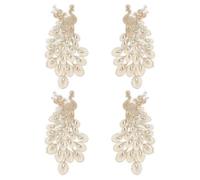 PH PandaHall 4pcs Peacock Beaded Embroidered Patches Rhinestone Lace Applique Patches Gold Animal Sew On Patche Glitter Crystal Patch for Sewing Wedding Dress Evening Gown Costume Craft Accessories