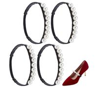 PH PandaHall 4pcs Pearl Shoe Straps Elastic Shoes Strap Pearl Ankle Straps High Heel Decorative Band Detachable Beaded for Woman Holding Sandals Loose Wedding Accessory