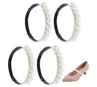 PH PandaHall 4pcs Pearl Shoe Straps Elastic Shoes Strap Pearl High Heel Decorative Band Ankle Detachable Straps Beaded Shoes Laces for Woman Wedding Sandals Accessory Replacement