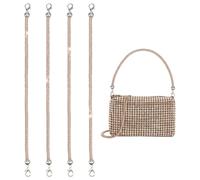 PH PandaHall 4pcs Rhinestone Bag Strap Replacement 34.7cm Short Purse Straps Crystal Bag Handle Sparkly Purse Chain with Lobster Clasp for Underarm Bags Shoulder Evening Handbag, Golden