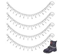PH PandaHall 4pcs Rhinestone Shoe Chains Jewelry Shoe Charms Chains Glitter Boot Strap Chain Tassel Bling Shoe Chain Alloy Shoe Accessory Decoration for Women Decor Bag Clothes Crafts, Platinum, Alloy