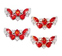 PH PandaHall 4pcs Rhinestone Wedding Shoe Clips Red Wing Crystal Shoe Buckles Metal Shoes Clips Sparkling Removable Buckles for Wedding Party Women Shoes Decor, Platinum/Golden