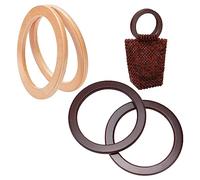 PH PandaHall 4pcs Round Wooden Handles Replacement Purse Handbag Handle for Handmade Beach Bag Handbags Straw Bag Purse Handles