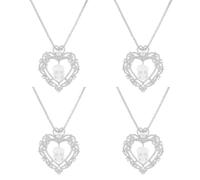 PH PandaHall 4PCS Skull Heart Necklaces for Halloween Micro Pave Charms Carved Skull Rhinestone Jewelry Love Skeleton Pendant, 18.19 inch, Metal, No Gemstone