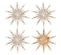 PH PandaHall 4pcs Snowflake Rhinestone Brooches Gold Pins 52mm Snowflake Lapel Pins Brooches for Womens Winter Clothes Jewellery Christmas Birthday Party Gift Decoration