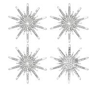PH PandaHall 4pcs Snowflake Rhinestone Brooches Platinum Pins 52mm Snowflake Lapel Pins Brooches for Womens Winter Clothes Jewellery Christmas Birthday Party Gift Decoration