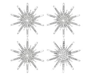 PH PandaHall 4pcs Snowflake Rhinestone Brooches Platinum Pins 52mm Snowflake Lapel Pins Brooches for Womens Winter Clothes Jewellery Christmas Birthday Party Gift Decoration
