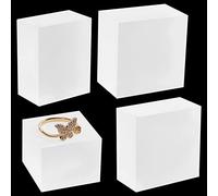 PH PandaHall 4pcs Solid Display Block 4 Style Forested Acrylic Display Stands Rectangle Square Polished Edge Display Base White Cube Pedestal Risers for Jewelry Necklace Bracelet Ring Display