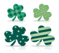 PH PandaHall 4pcs St. Patrick's Day Shamrock Decoration, Wood Lucky Clover Signs Table Centerpieces Double-sided Green Shamrock Display for Home Office Party Festival Decoration, 2 Size, 10-14cm