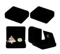PH PandaHall 4pcs Velvet Badge Display Box, Black Coin Presentation Display Box Jewellery Lapel Pin Gift Boxs Badge Storage Display Case for Birthday Collection, 2.42 x 3.07 x 1.28 Inch