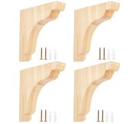 PH PandaHall 4pcs Wood Corbels Shelf Brackets, 6x5.9x1.2 Inch Kitchen Cabinet Brackets Corbel for Shelves Support Bracket Bookshelves Kitchen Cabinets Bar Shelving DIY Home Decorative