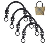 PH PandaHall 4pcs Wooden Beaded Purse Handles, Nylon Rope Bag Straps Replacement Handbag Handle U-Shape Purses Handles for Bag Making Shoulder Handbags DIY Crochet Bags, Black, 48.5cm