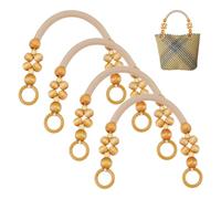 PH PandaHall 4pcs Wooden Beaded Purse Handles, Nylon Rope Bag Straps Replacement Handbags Handle U-Shape Purse Handles for Handbag Making Shoulder DIY Crochet Bags, Sandy Brown, 48.5cm