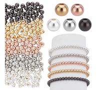 PH PandaHall 5 Colors 14K Gold Plated Beads 200pcs Round Spacer Beads 5mm Craft Bead for Jewelry Making Necklace Bracelet Earrings Keychain DIY Craft